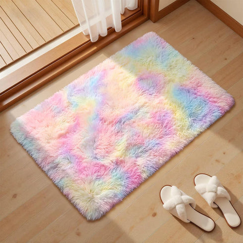 2ft 3ft junovo Washable, Non-Slip Area Rug, Soft Rainbow Area Rug for Girl's Room, Children's Play mat, Baby Girl
