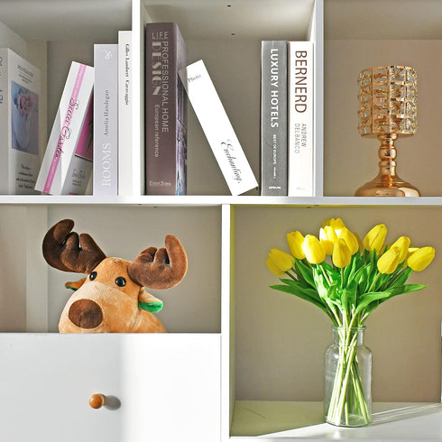 Mandy's Artificial Tulips – 20 Stems Yellow PU Faux Flowers for Wedding Home Decor, 13.5 Inch