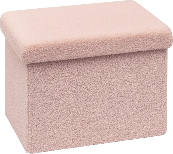 PINPLUS Sherpa Storage Ottoman Footrest Stool - Plush Foldable Cube with Hidden