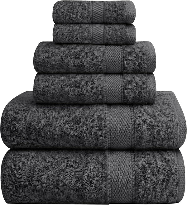 Oakias Premium Towel Set 600 GSM 6 Piece Grey - 100% Ring