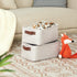 DULLEMELO Fabric Storage Baskets Set of 2 - 11.8x7.9x5.1 inch Small Organizing Baskets with PU Handles (Beige)