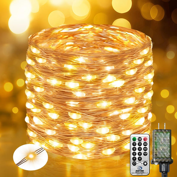 btfarm Fairy Lights Plug in with Remote, 33FT 100 LED Outdoor Twinkle