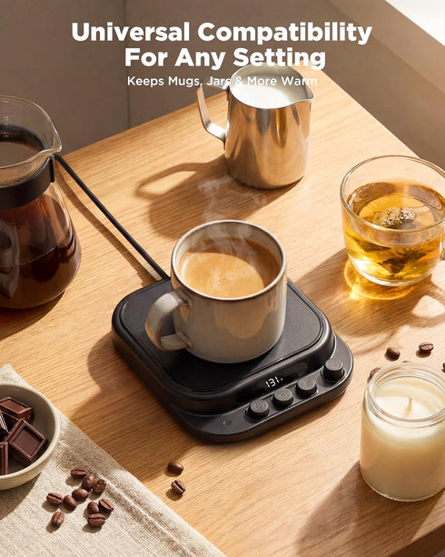 with7 Settings 1-12H Coffee Mug Warmer for Desk, Coffee Cup Warmer Temp & Timer, Auto Shut Off Smart Gravity Sensor