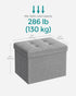 12.2 16.1 12.2 Inches, 286 lb ULSF102G02 SONGMICS Mazie Collection - Small Folding Storage Ottoman, Foot Rest Stool, x