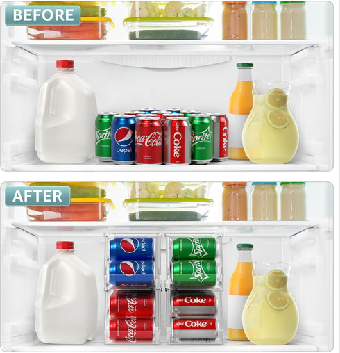 12 (4-Pack) Sorbus Soda Can Organizer for Refrigerator Stackable Can Dispenser with Lid for Fridge, Pantry, or Freezer