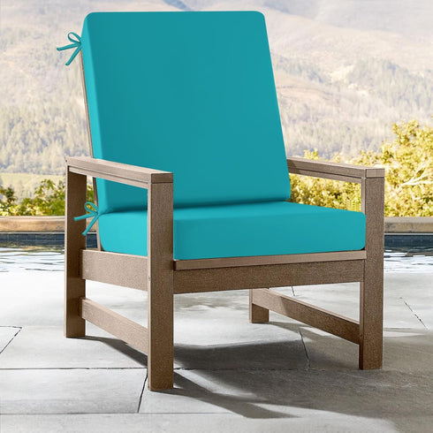 idee-home Outdoor Patio Dining Chair Cushion, High Back Density Foam Chair Cushions Seat with Removable Cover