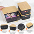 Plastic Storage Baskets with Bamboo Lid - 6 Pack Stackable Containers for Organizing Shelves, Drawers, Desktop, Office