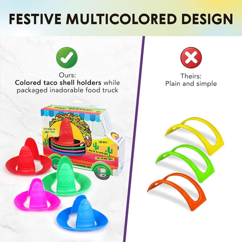 Talisman Designs Sombrero Taco Holders - Set of 4 for Small or Large Tacos, Crunch & Soft