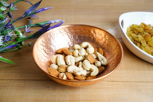 GoCraft Pure Copper Decorative Bowl, Hammered Finish for Nuts, Salad, Fruits & Kitchen Serving, 5"