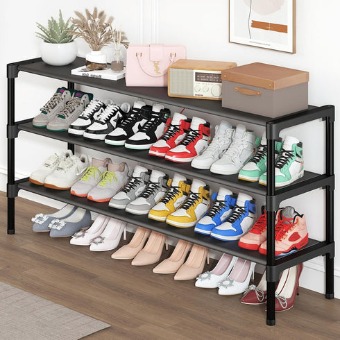 SAN HE Long Shoe Rack-Shoe Organizer 3 Tier Shoe Rack for Closet