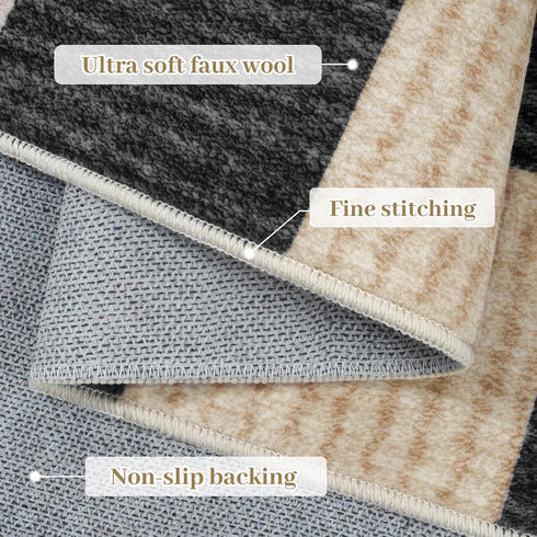 2x6 2'x6') LIVEBOX Washable Runner Rug Checkered, Black Runner Rugs for Hallway, Non-Slip Kitchen Runners, Farmhouse