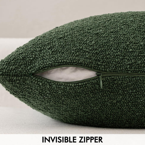 Pack 1 Decor,18x18 Inch MIULEE Textured Boucle Throw Pillow Cover Dark Green Accent Solid Lumbar Pillow Case Decorative