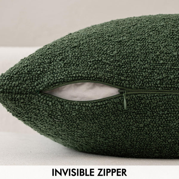 Pack 1 Decor,18x18 Inch MIULEE Textured Boucle Throw Pillow Cover Dark Green Accent Solid Lumbar Pillow Case Decorative