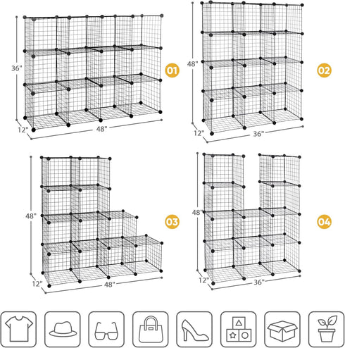 12 Closet SUPER DEAL Metal Wire Cube Storage Organizer, Cubes DIY Modular Cabinet Bookcase Bookshelf Shoe Rack