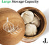 Counter. Introducing The Always Fresh Acacia Garlic Keeper For A Crafted Large Garlic Storage Jar. A Rustic Garlic
