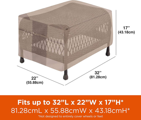 32" 22" 17" Modern Leisure Monterey Patio Ottoman/Side Table Cover - Water-Resistant Fabric - Heavy-Duty Protection