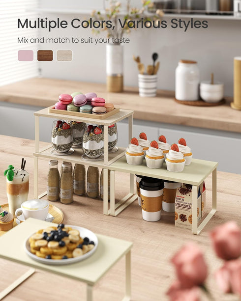 Set 2 Counter UKCS020L01 SONGMICS Cabinet Organizer Shelf, of Kitchen Shelves, Kitchen Storage, Spice Rack, Stackable