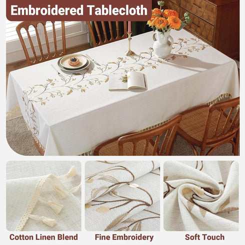 55x55 Inch Laolitou Cotton Linen Waterproof Tablecloth for Dining Table Farmhouse Kitchen Rectangle Table Cloth Coffee