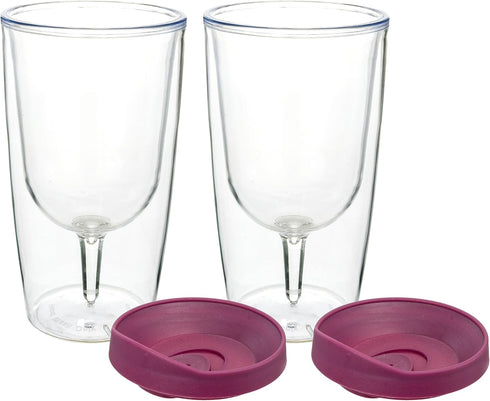 Southern Homewares 10oz Merlot Red Lid Wine Tumbler, 2-Pack, Insulated Double Wall Acrylic