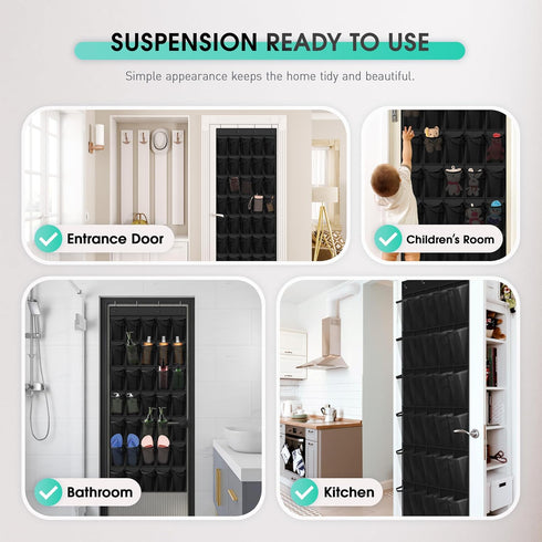 WVM 35 4 Closet Over The Door Shoe Organizer with Breathable Mesh Pockets, Hanging Shoe Organizer for Door with Metal