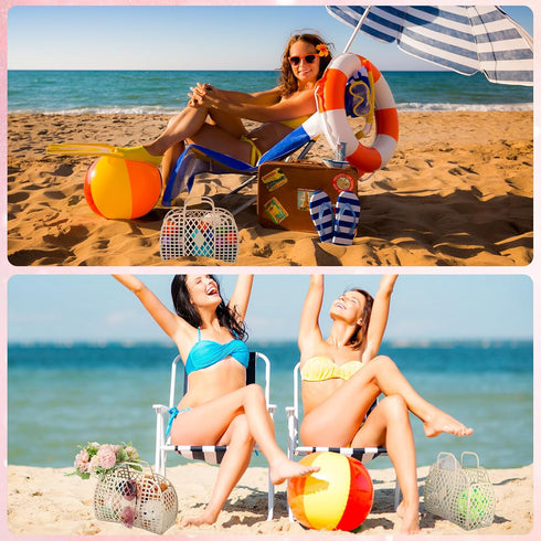 8 Tatuo Pcs Jelly Bags Bulk Jelly Purse Plastic Basket Party Favor Beach Handbags Easter Egg Basket for Women Girls