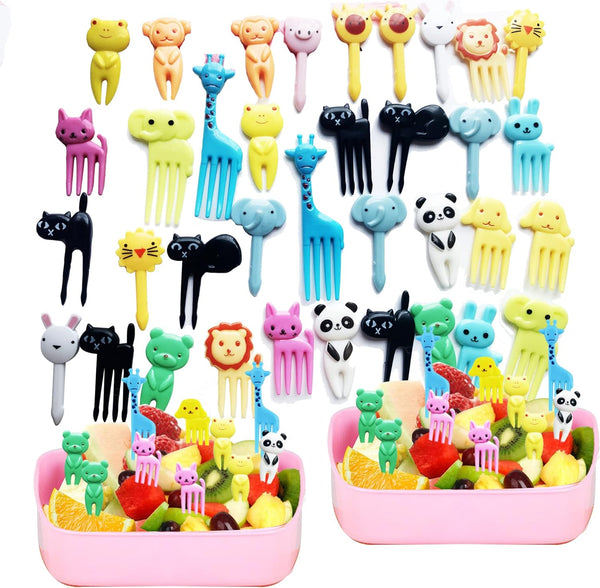 UOUYOO 36 Pcs Animal Food Picks - Cute Cartoon Animal Toothpicks for Kids Bento Lunch Accessories