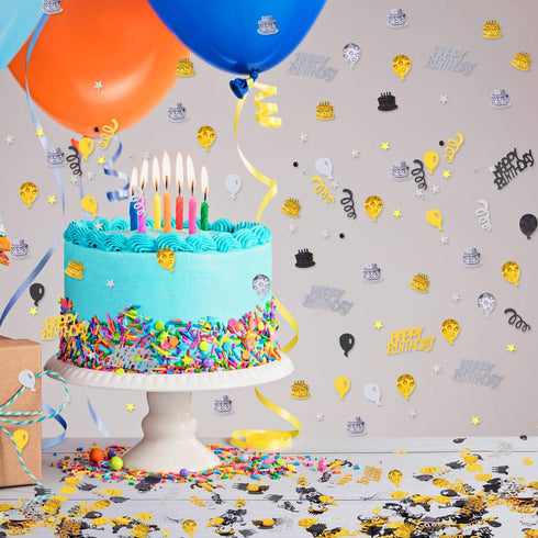 WILLBOND 4000 Pcs Black Gold Silver Birthday Confetti, Metallic Foil Table Scatter for Birthday Wedding Anniversary