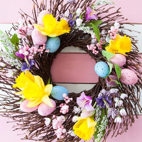 32 Winlyn Pcs Assorted Faux Foam Speckled Eggs - Decorative Pastel Eggs for DIY Easter Wreath, Centerpiece, Bowl