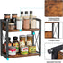 Giikin Counter Shelf Organizer, 2 Tier Kitchen Spice Rack for Countertop, Rustic Brown Wood Coffee Counter Organizer