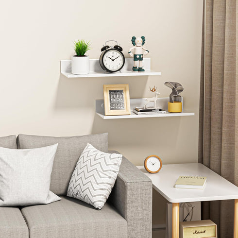 Wisfame 2 Pack, 11.8Inch, Adhesive Wall Shelf Modern Floating Shelves for Wall Metal Wall Mounted Display Ledge Shelf