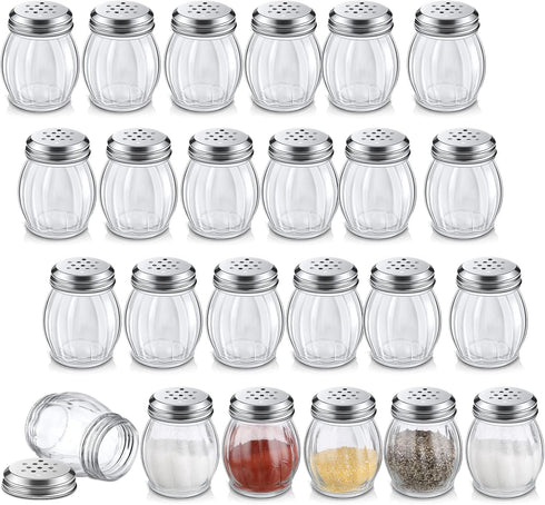 Hotop 24 Pcs Cheese Parmesan Shaker with Perforated Top, 6 Ounce Glass