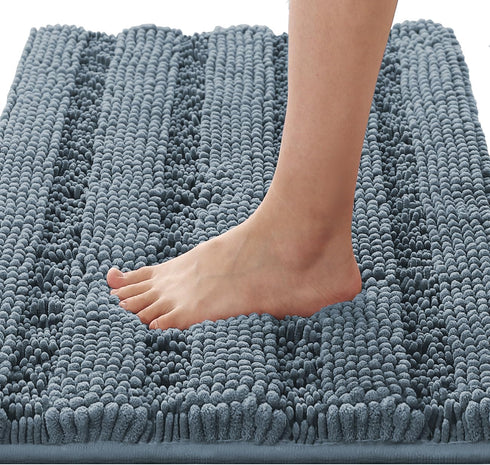 H.VERSAILTEX Non Slip Bath Mats for Bathroom, Luxury Chenille Striped Absorbent Non Skid Fluffy Soft Washable Rugs