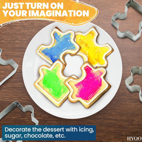 4 2.2 1.5" Pcs Puzzle Piece Cookie Cutter - Small x Puzzle Cookie Cutters for Edible Interactive Puzzles - Stainless