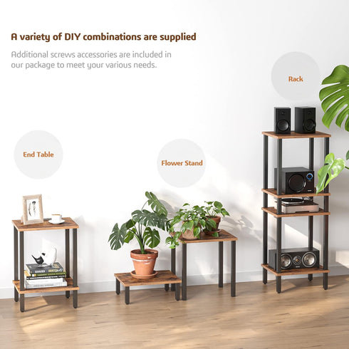 3-Tier TB01BB042 TUTOTAK End Table with Charging Station, Side Table with USB Ports and Outlets, Nightstand, Storage