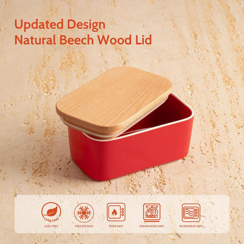 Countertop, 2 Sweese Large Butter Dish with Lid for Airtight Butter Keeper Holds Up to Sticks of Butter, Porcelain