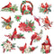 AnyDesign 12Pcs Christmas Refrigerator Magnets, Cardinal Holly Decorative Stickers for Indoor Outdoor Decor