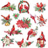 AnyDesign 12Pcs Christmas Refrigerator Magnets, Cardinal Holly Decorative Stickers for Indoor Outdoor Decor