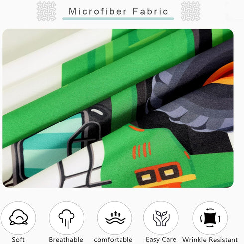 Set 4PC Set 1 1 2 Sheet Green Tractor: Full Size Cartoon Excavator Truck Bed Sheets for Boys Kids Toddler Deep Pocket
