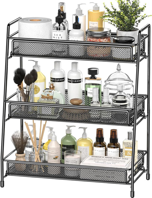 EKNITEY Bathroom Countertop Organizer Rack - 3 Tier Counter Spice Rack Metal