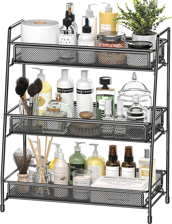 EKNITEY Bathroom Countertop Organizer Rack - 3 Tier Counter Spice Rack Metal