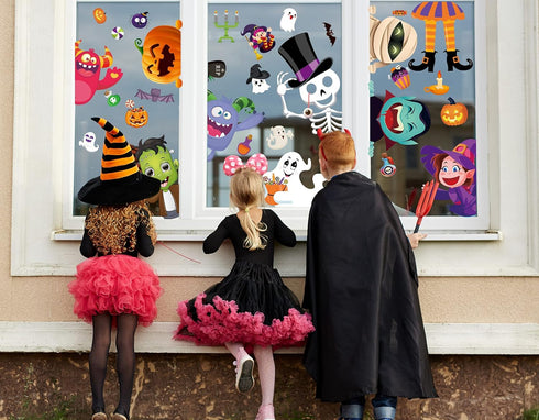 BAYLAY Halloween Window Clings, 10 Sheets Double Sided Stickers for Halloween Window Decorations