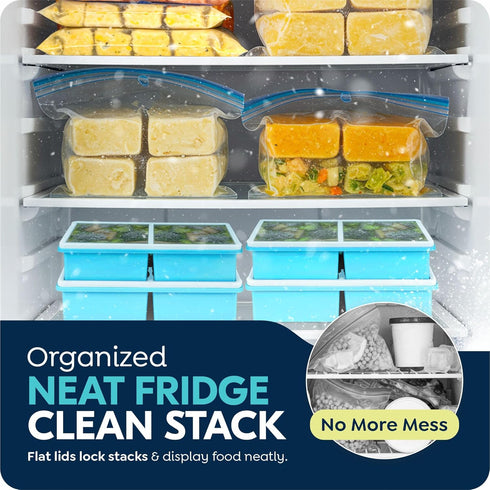 CyhHave 2 Frozen 2 Pack cup Silicone Freezer Trays with Lids, Silicone Soup Freezer Molds, Easily prepare portioned