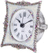 NIKKY HOME Small Quartz Analog Table Clock - Elegant Crystal Design, Non-Alarm, 3.5x1.5x3.5 Inches, White & Pink