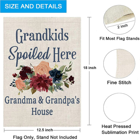 ZJXHPO Grandparents Garden Flag Grandkids Spoiled Here Grandma & Grandpa's House Outdoor Flag Banners Garden Yard (Grandma & Grandpa's House)