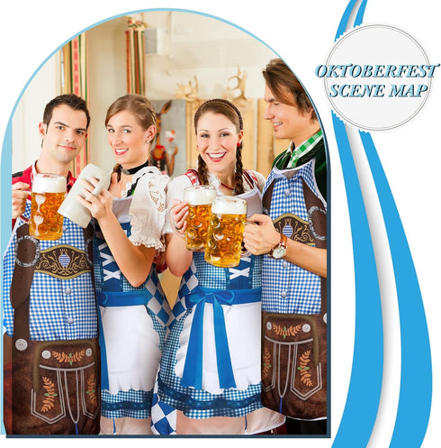 Hillban 2 Pcs Oktoberfest Mardi Gras Apron Couples Cooking Aprons, German Party Costume for BBQ