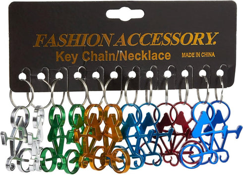 Juvale Keychain Bottle Opener - 12-Pack Bicycle Bike Portable Metal Openers for Wedding Party Favor in 6 Colors