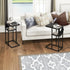 Livofloral C Shaped End Table with Charging Station, Small Side Tables for Couch with Storage Bag, Couch Side Tables