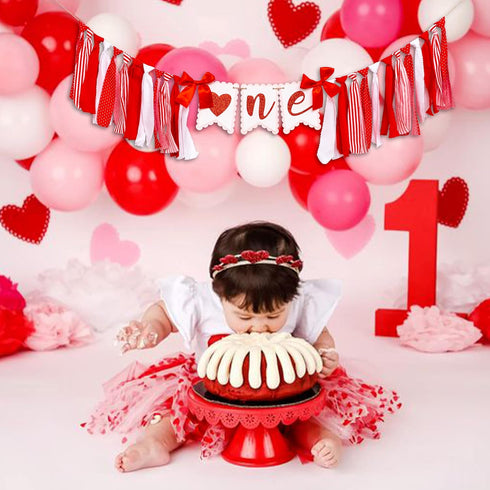 1st Sweetheart High Chair Banner - Valentine's Day First Birthday Highchair Banner, Little Sweetheart Birthday