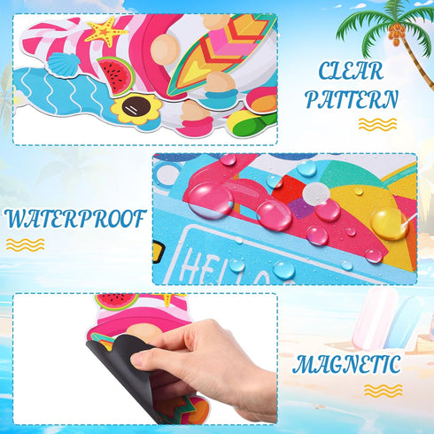9 Pieces Summer Magnets, Gnomes Flip Flop Beach Magnetic Stickers for Summer Pool Party Refrigerator Decor