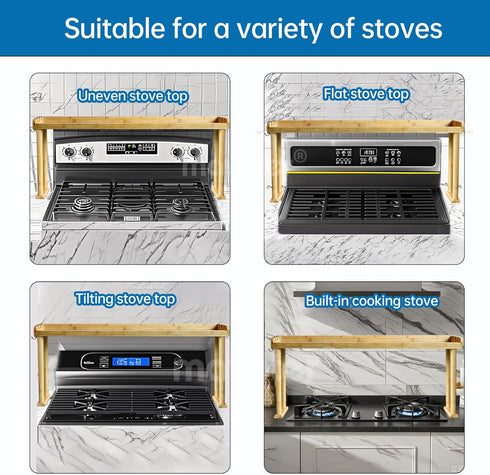 6 33.5 4.5 13.4 MAVOTER Over The Stove Top Shelf for Kitchen Bamboo Spice Rack Organizer for Back of Stove
